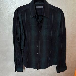 Vince Dark Plaid Collared Shirt